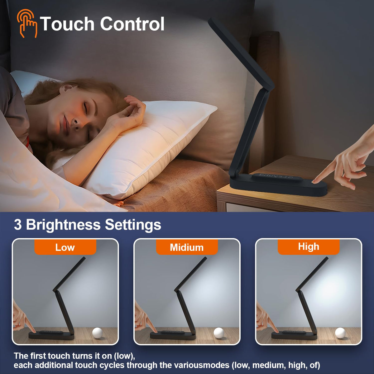 Giryuhd LED desk lamp with a 2000mAh battery for wireless use.