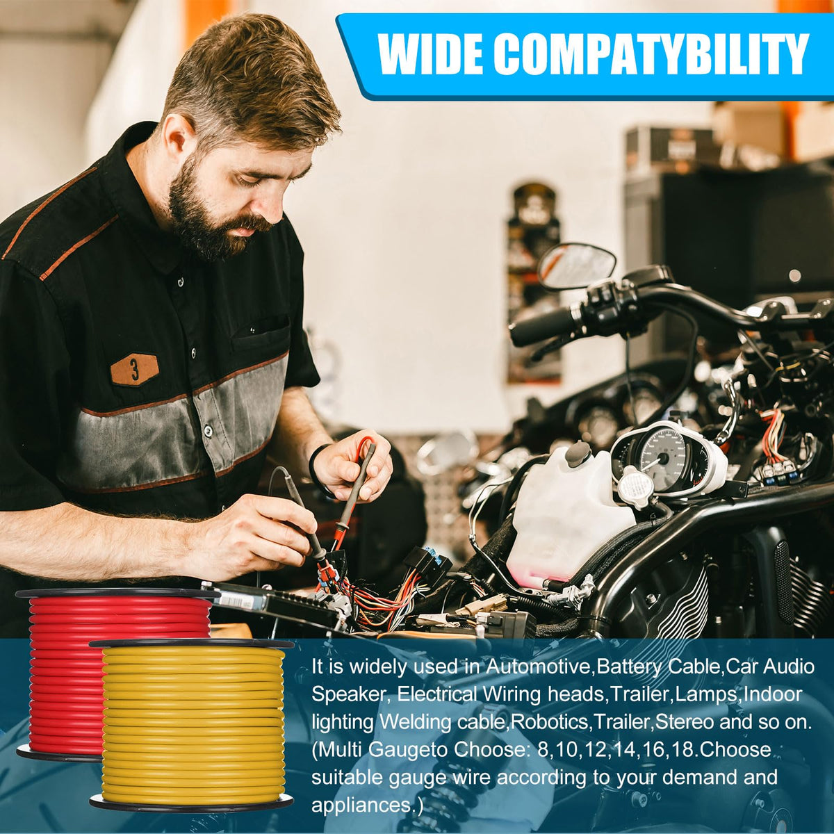 Gisafai 14ga black wire spool for automotive harnessing with cost-effective power delivery.