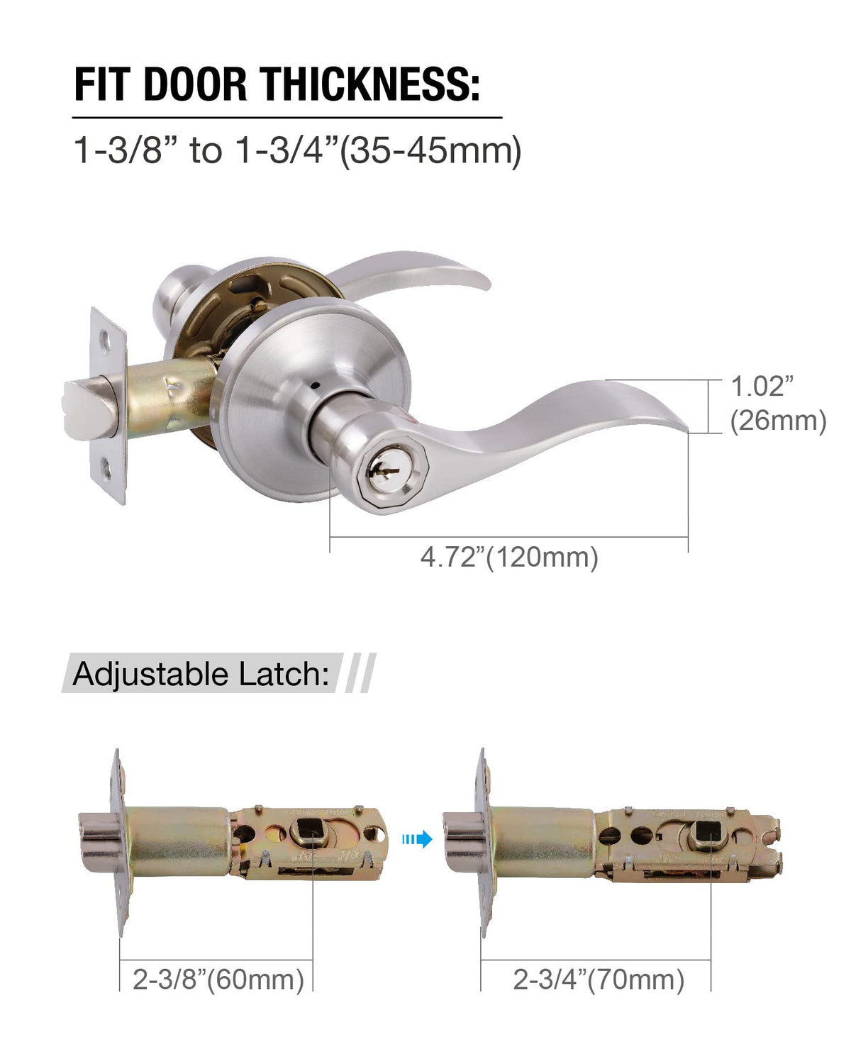 GITRANG classic wavy doorstem in satin nickel adds timeless decor appeal