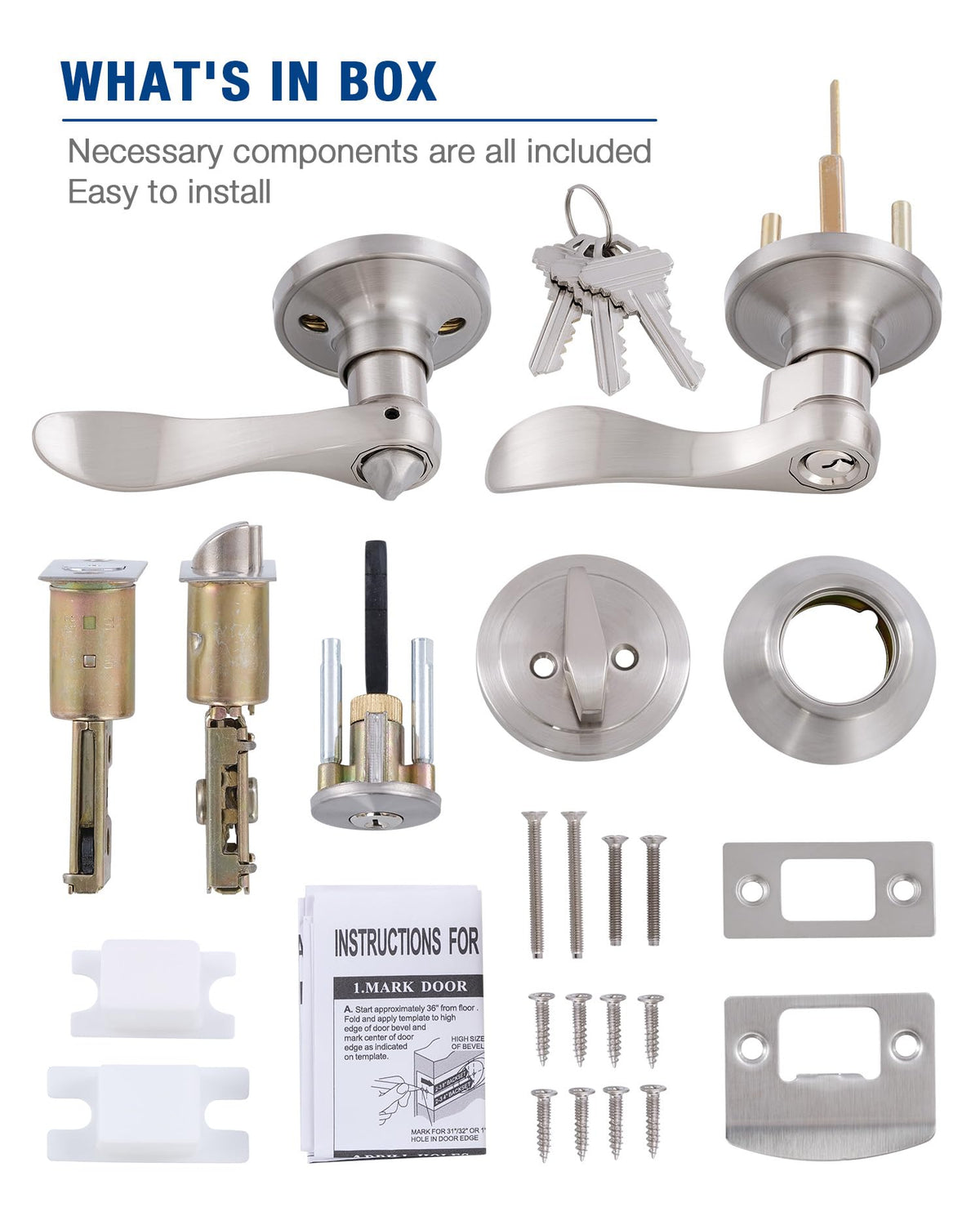 GITRANG reversible lever fits both right and left-handed doors.
