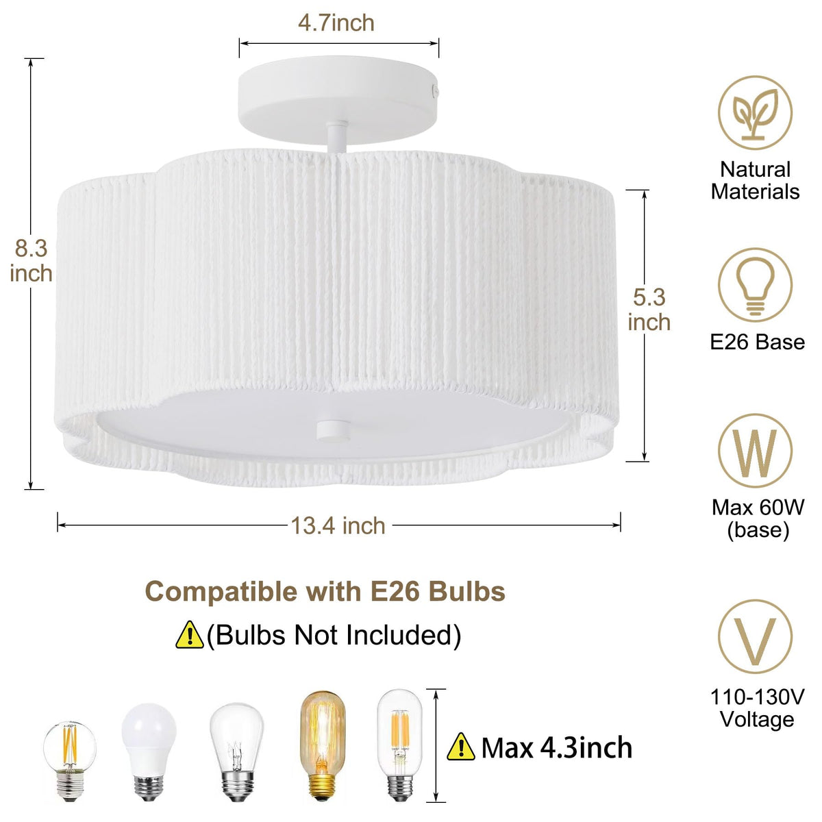 Giutna rattan flower-shape lampshade creates a warm ambient glow.