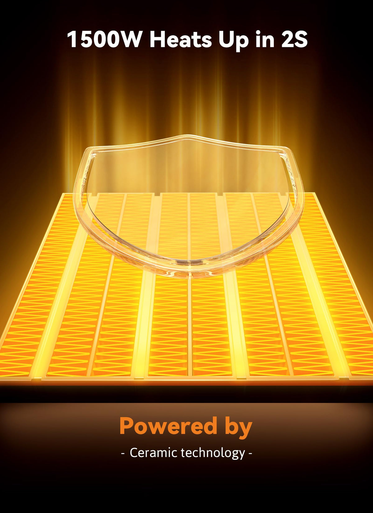 GiveBest space heater showing PTC ceramic element for rapid warmth
