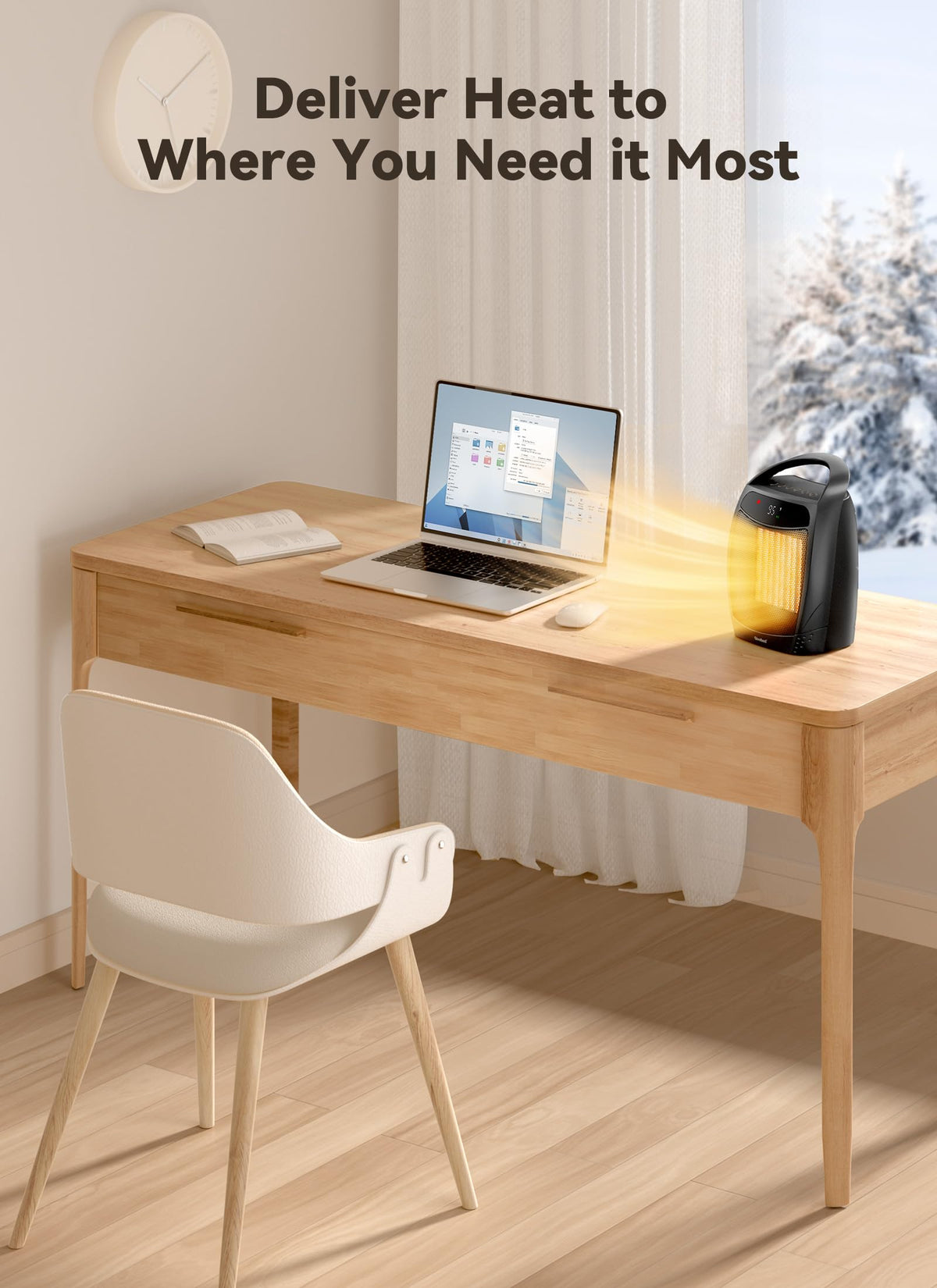 GiveBest space heater operates quietly for focused work or restful sleep