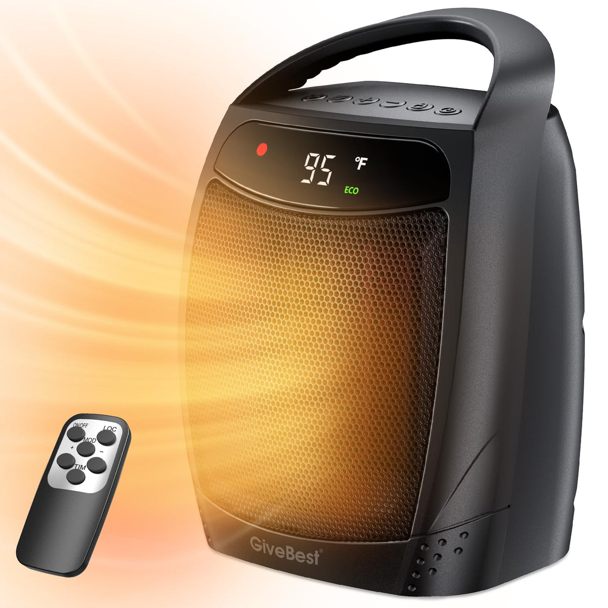 GiveBest space heater with remote control for easy temperature adjustments