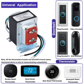 GIVEUBED 24V 40VA transformer wiring connections for safe, versatile doorbell and thermostat setups.