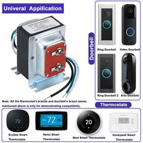 GIVEUBED transformer powering multiple thermostats and doorbells.