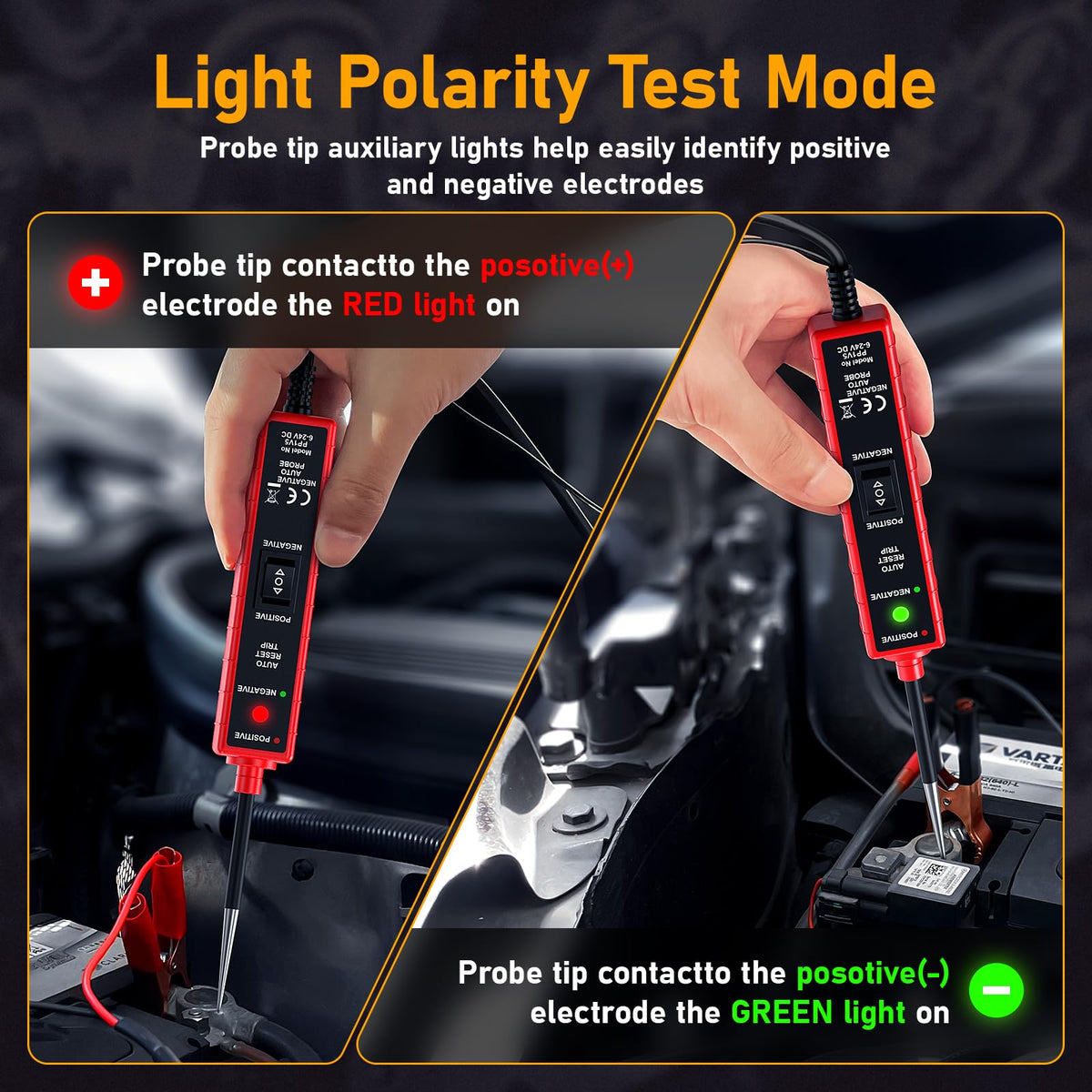 GIVEYHOM polarity indicator shows positive and negative contacts