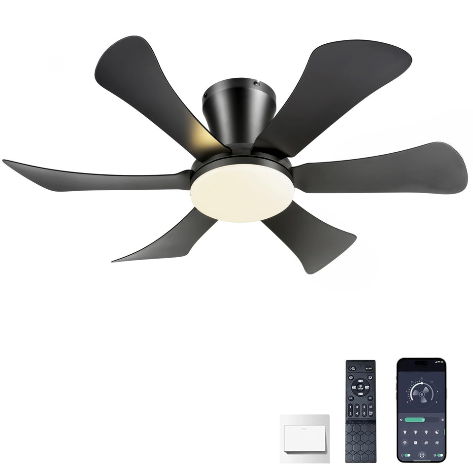 GJeg 36-inch low-profile ceiling fan with lights for space-saving comfort.