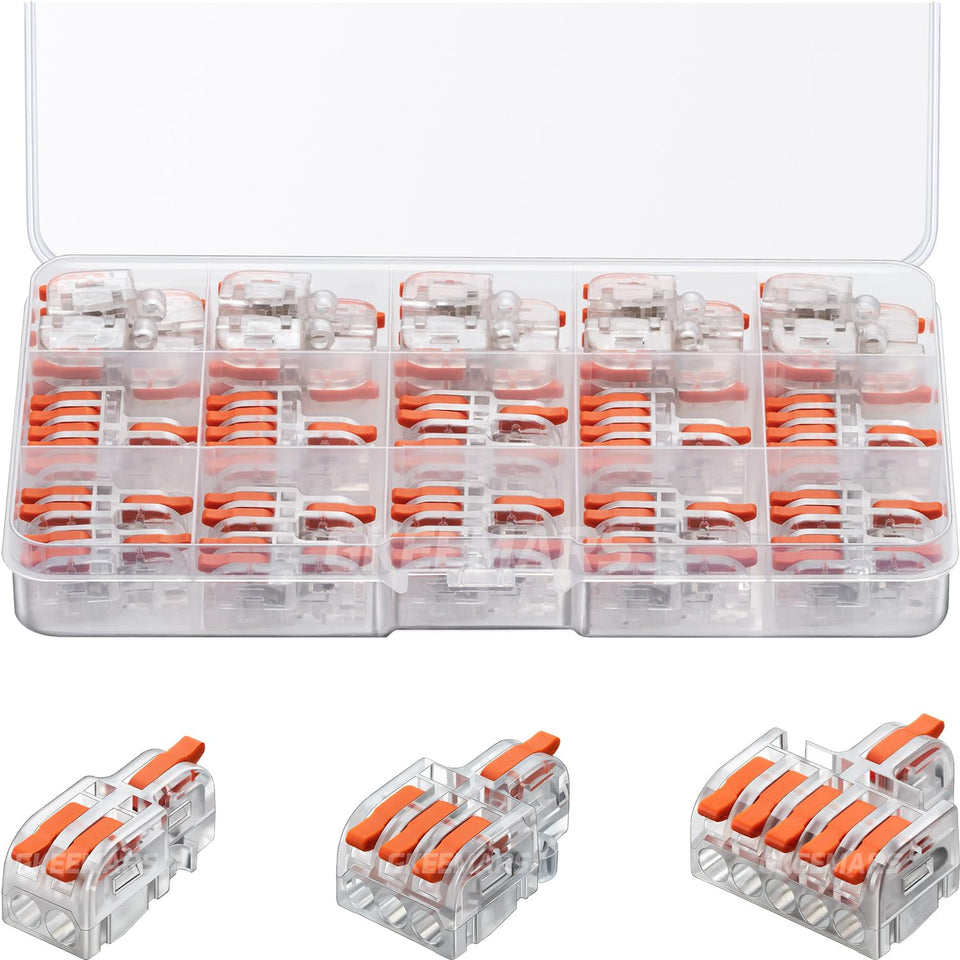 GKEEMARS 26Pcs compact splicing connectors kit, clear body, secure joins for reliable wiring.