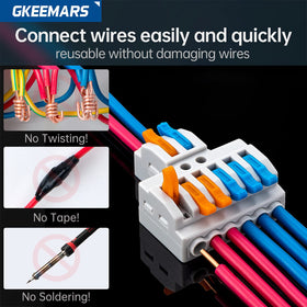 GKEEMARS lever connectors enable quick two- or three-conductor joins.