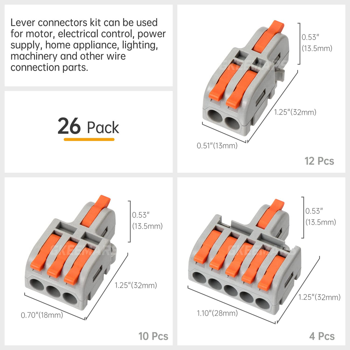 GKEEMARS wire-joining kit demonstrates 0.2-4 mm² compatibility.