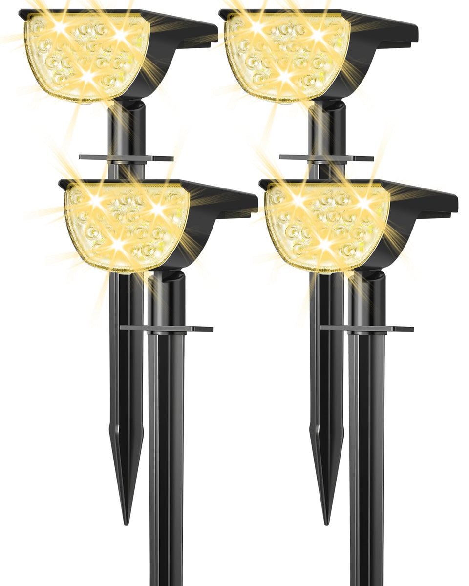 GKGG solar lights front view with 76 LEDs delivering even pathway illumination