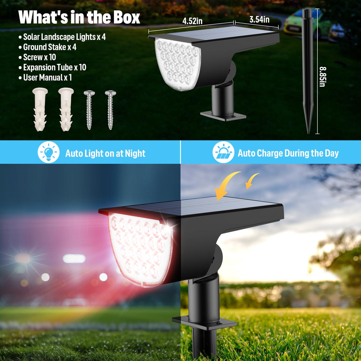 GKGG solar multicolor lights durable ABS build withstands weather and outdoor use.
