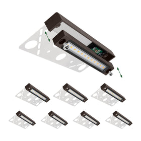 GKOLED 8-pack replaceable 6.8-inch LED hardscape lights illuminate steps with warm 2700K glow.