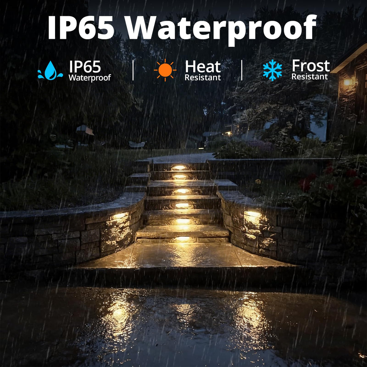 GKOLED IP65 waterproof rating protects lights from rain and snow.