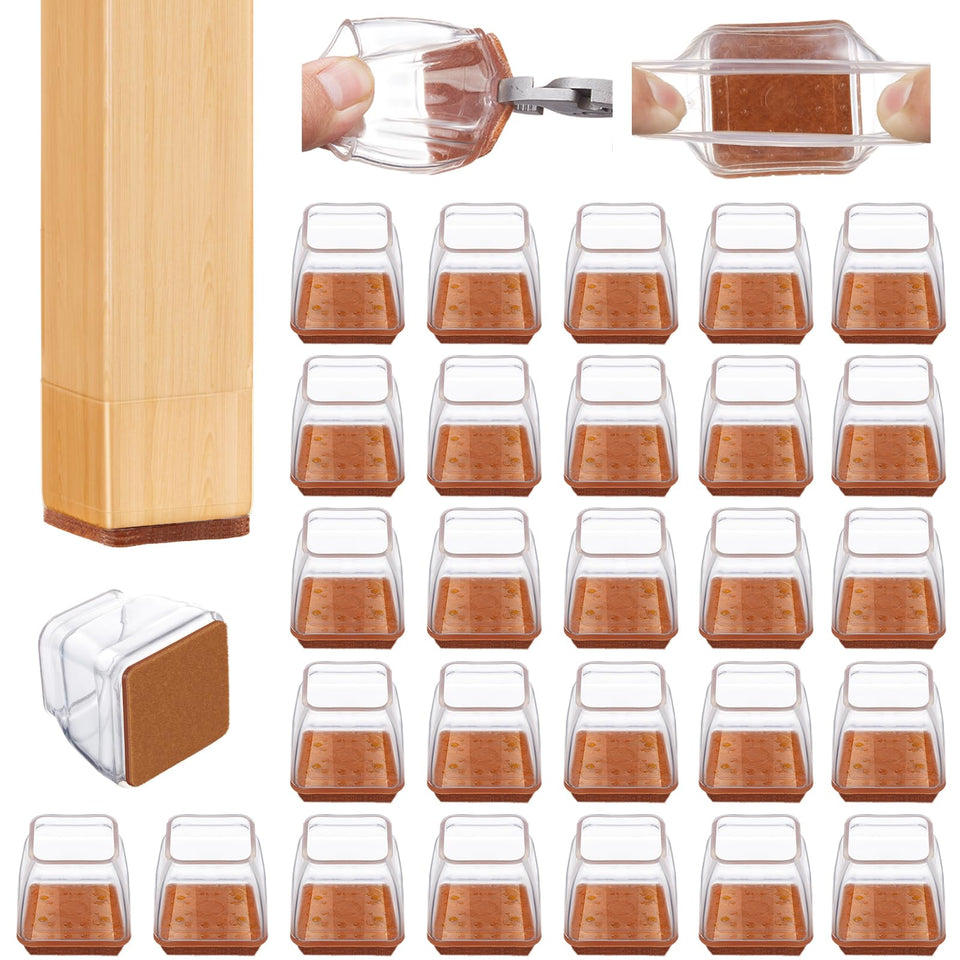 Glaais square chair leg protectors on hardwood floor protect from scratches and scuffs.
