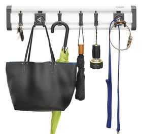Gladiator J hooks holding keys and coats for quick reach.