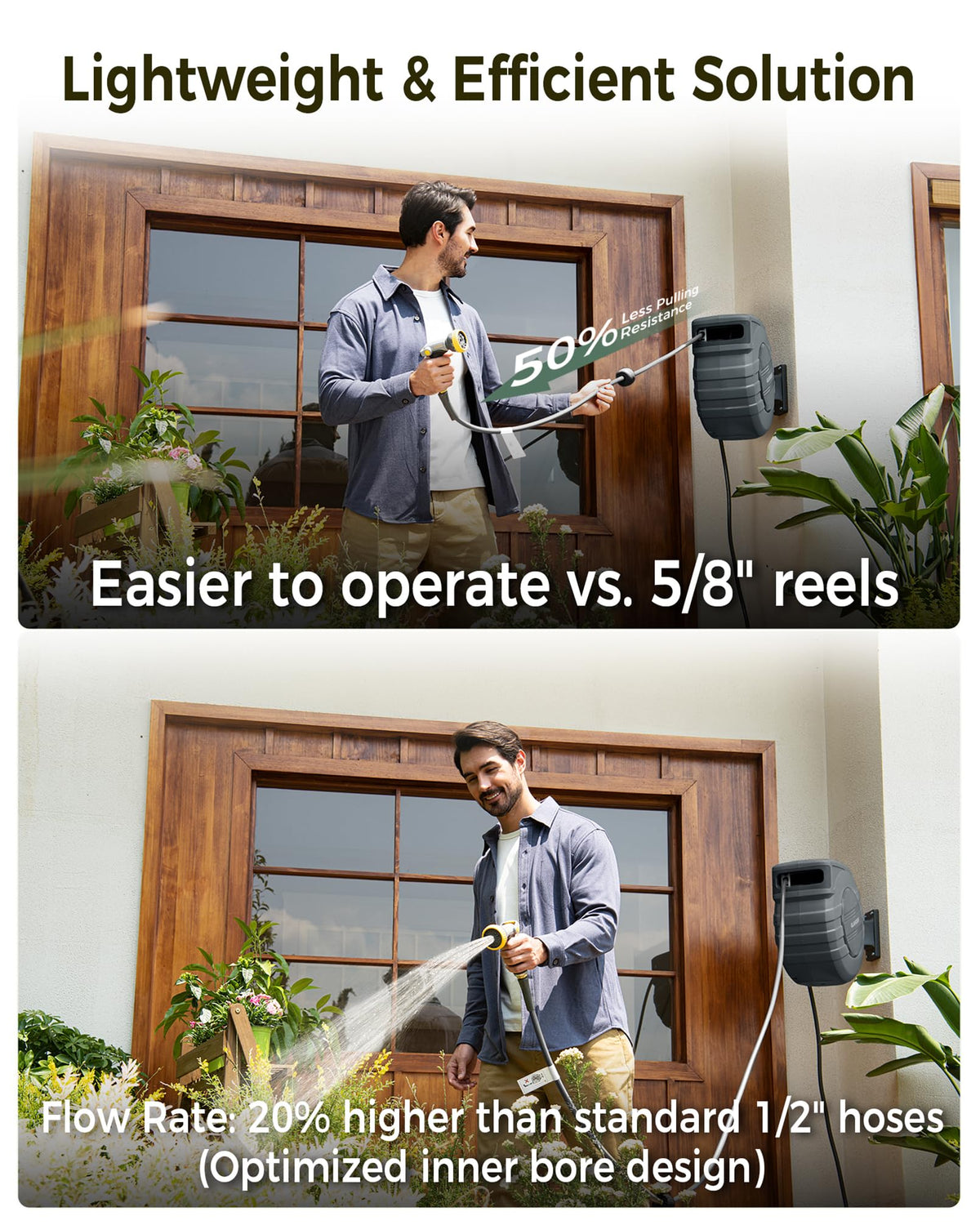 GLAHODEN burst-resistant 3-layer hose helps prevent leaks during use.