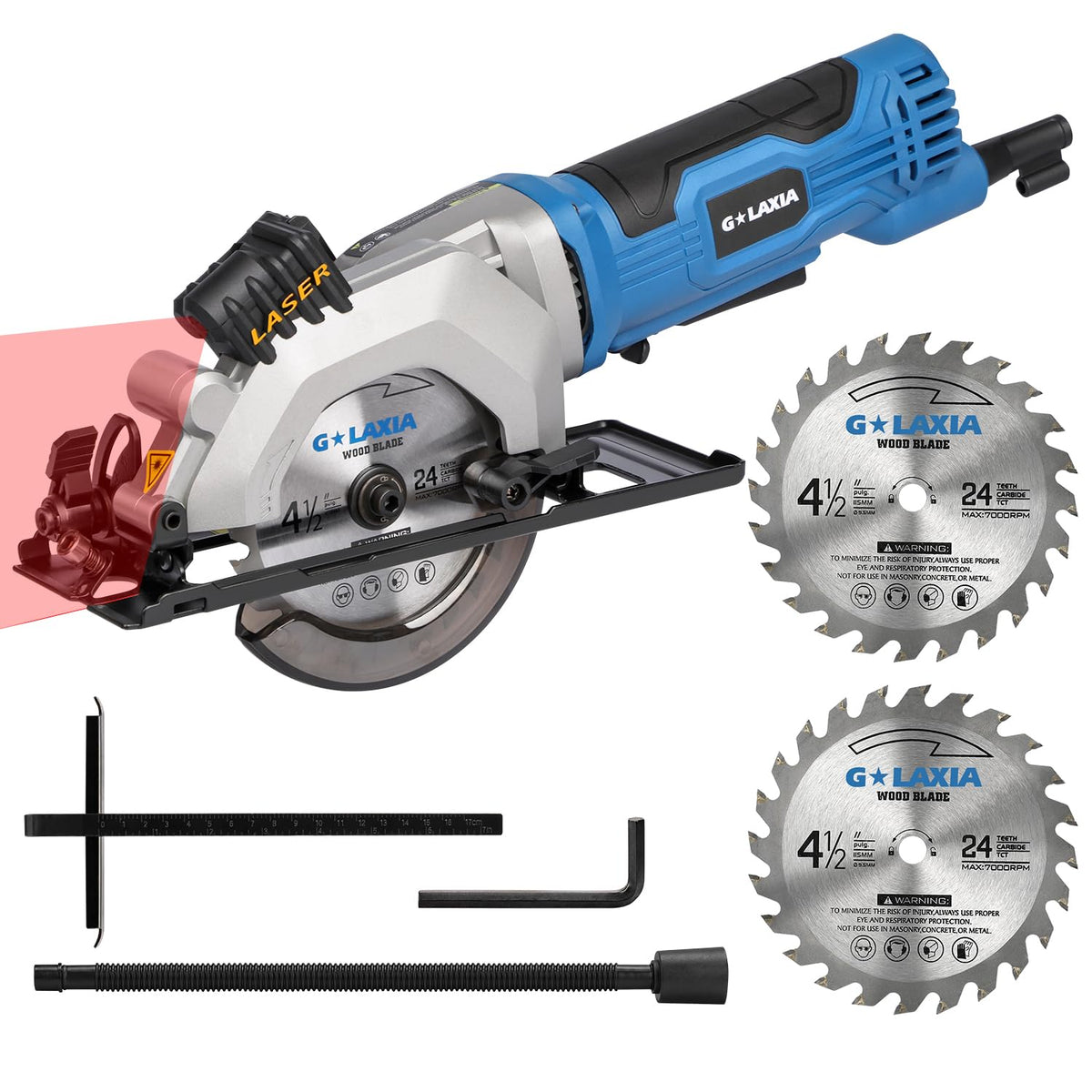 G LAXIA Mini Circular Saw with laser guide for precise, straight cuts