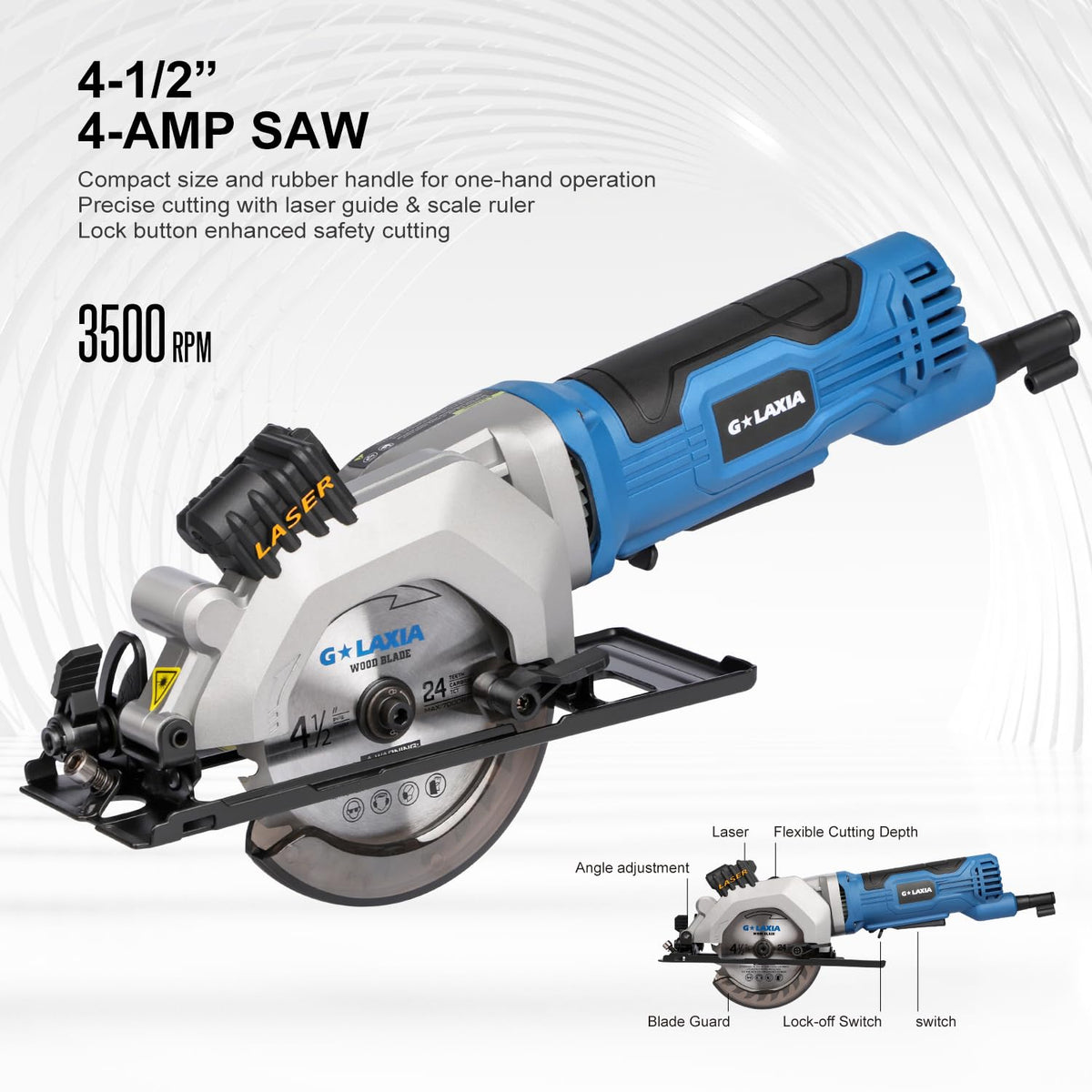 G LAXIA Mini Circular Saw with vacuum adapter keeps your workspace clean