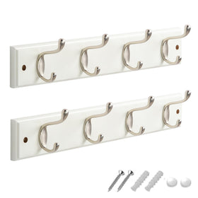 GlazieVault coat hooks wall-mounted white two-pack, sturdy entryway organizer.