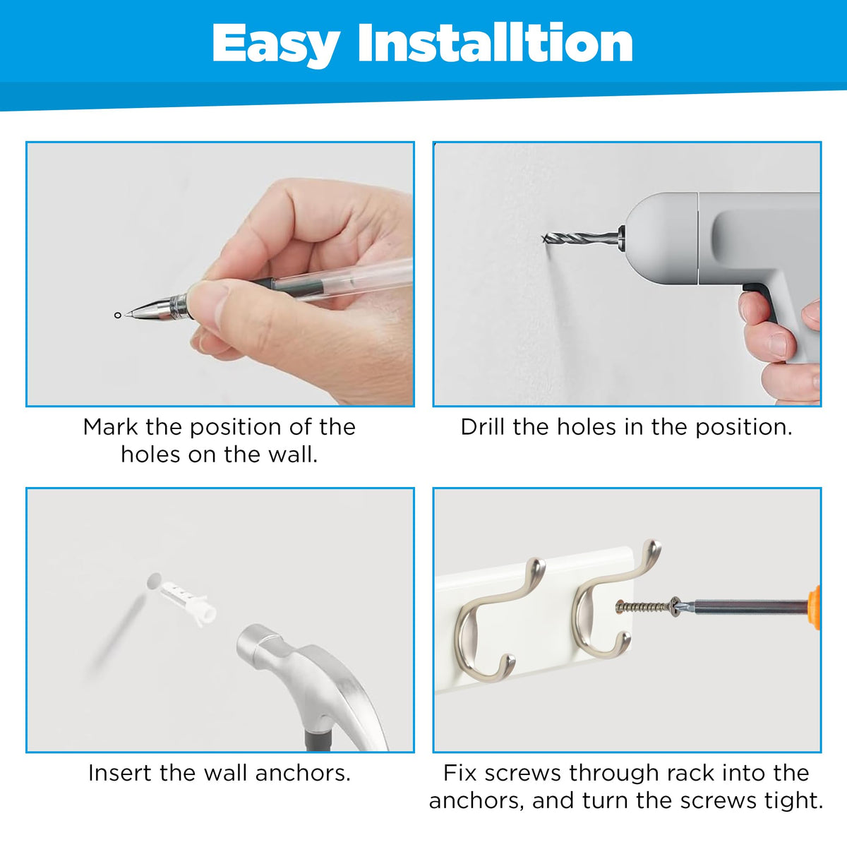 GlazieVault package includes screws and covers for convenient setup.