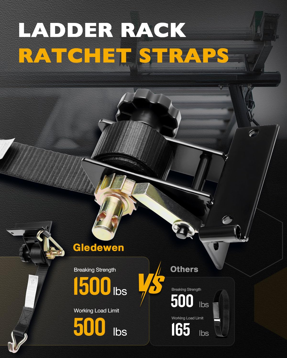 Gledewen 7.5ft retractable ratchet tie down for easy trailer securing.