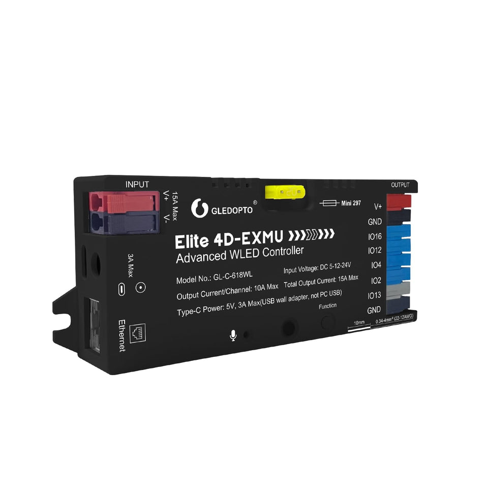 GLEDOPTO Elite 4-channel outputs enable synchronized multi-zone lighting.