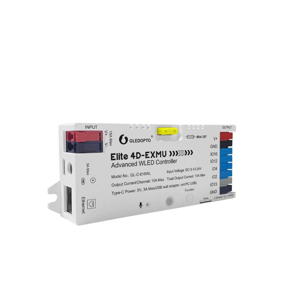GLEDOPTO Elite ESP32 WLED controller with four outputs powering multiple strips for synchronized lighting