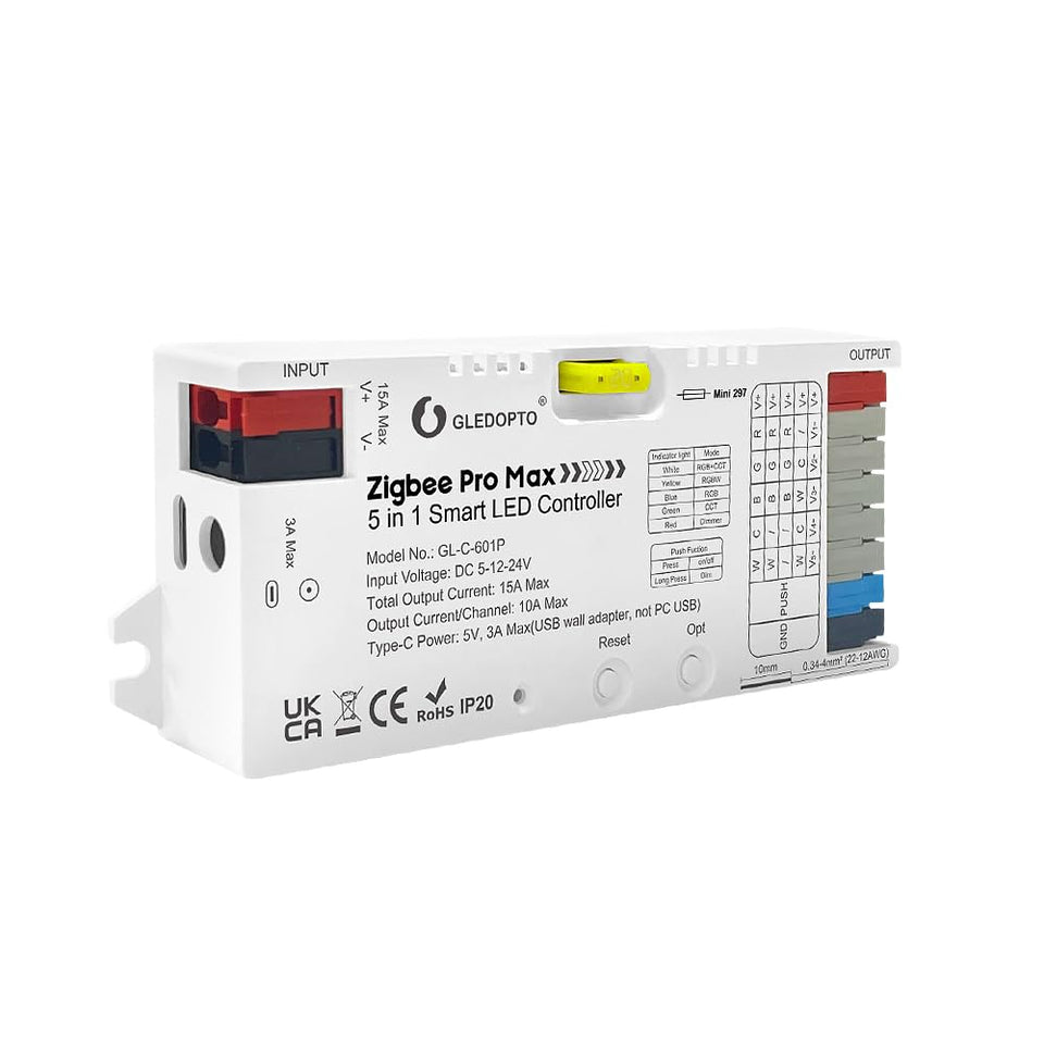 GLEDOPTO ZigBee 3.0 controller front view enabling seamless hub integration for smart lighting