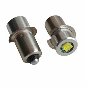 GLGYCB P13.5S PR2 LED bulb close-up of PR2 socket and ring-negative design.