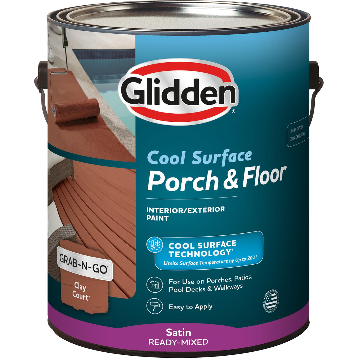 Glidden Cool Surface Porch in Clay Court showing cooler outdoor surface and color fidelity