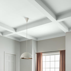 Glidden Grab-N-Go ceiling paint roller application shows smooth ceilings.