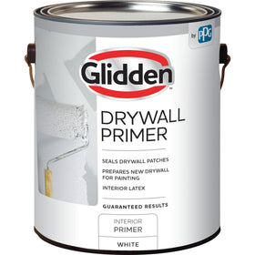 Glidden interior drywall primer flat white can for easy painting projects