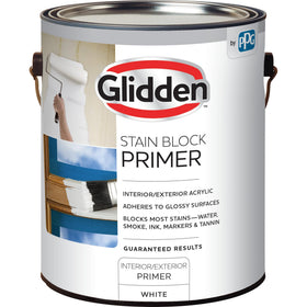 Glidden primer drying to touch, ready for topcoat in about one hour.