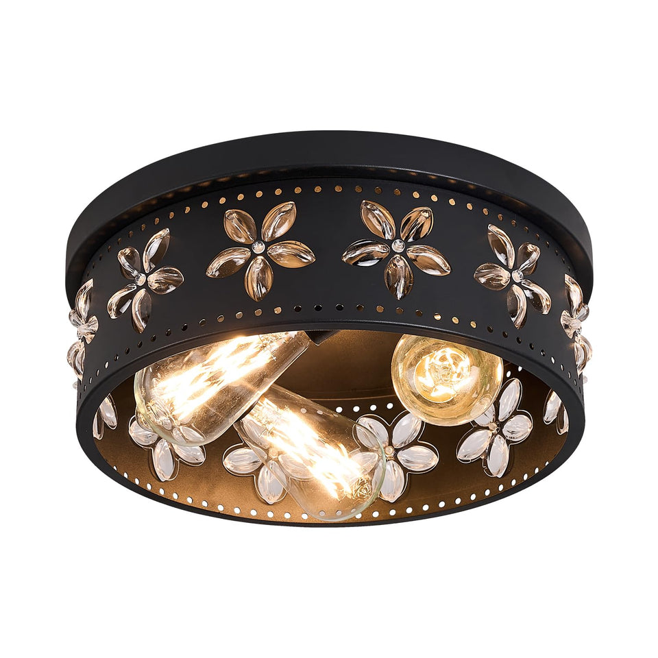Glintawn bauhinia crystal flush-mount with three lights for elegant ambient lighting.