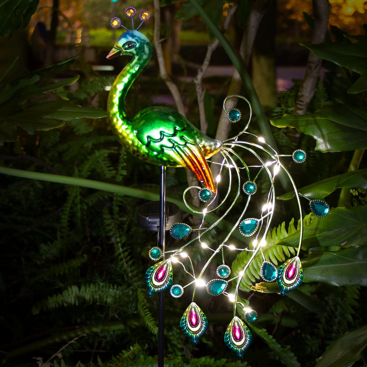 Glintoper solar garden ornament enhances garden ambience from day to night.