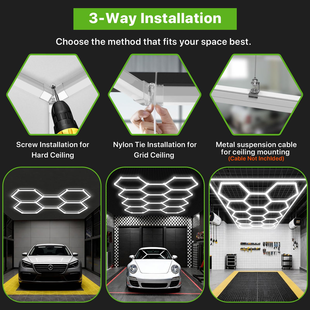 Glitgate hexagon LED emitter surface highlighting wide lighting area