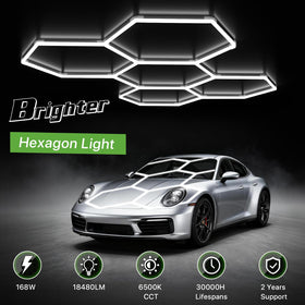 Glitgate hexagon LED garage light during ceiling installation for easy mounting