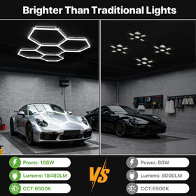 Glitgate hexagon LED light grid detail illustrating modular layout
