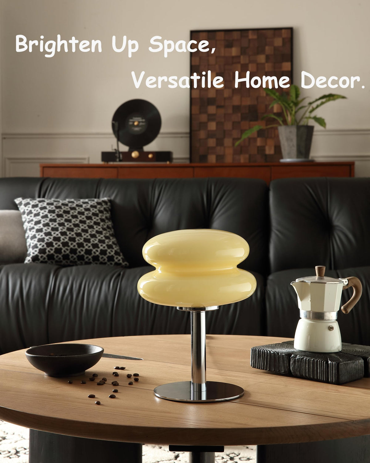 Glivpny lamp on a nightstand creates inviting bedside ambience.