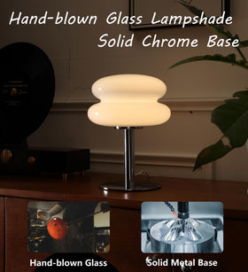 Glivpny mushroom lamp chrome base providing stable bedside lighting