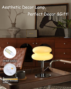 Glivpny bedside lamp shown with dimming control for customizable brightness.