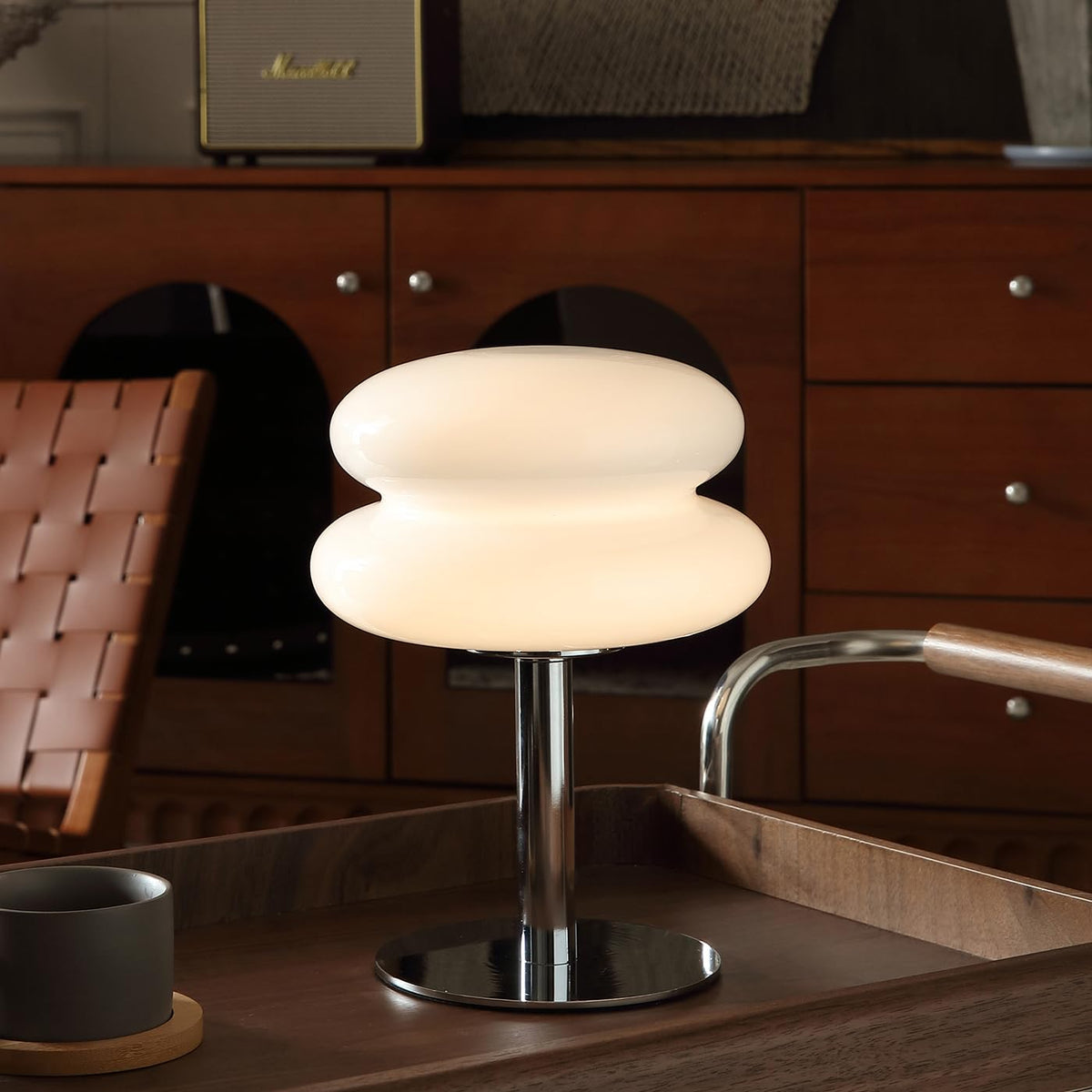 Glivpny mushroom lamp with egg tart glass shade creating warm ambiance