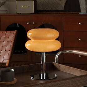 Glivpny mushroom lamp with an egg tart glass shade for warm bedside ambience.