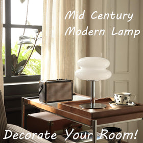 Glivpny mushroom lamp with silver metal pole for modern desk setup