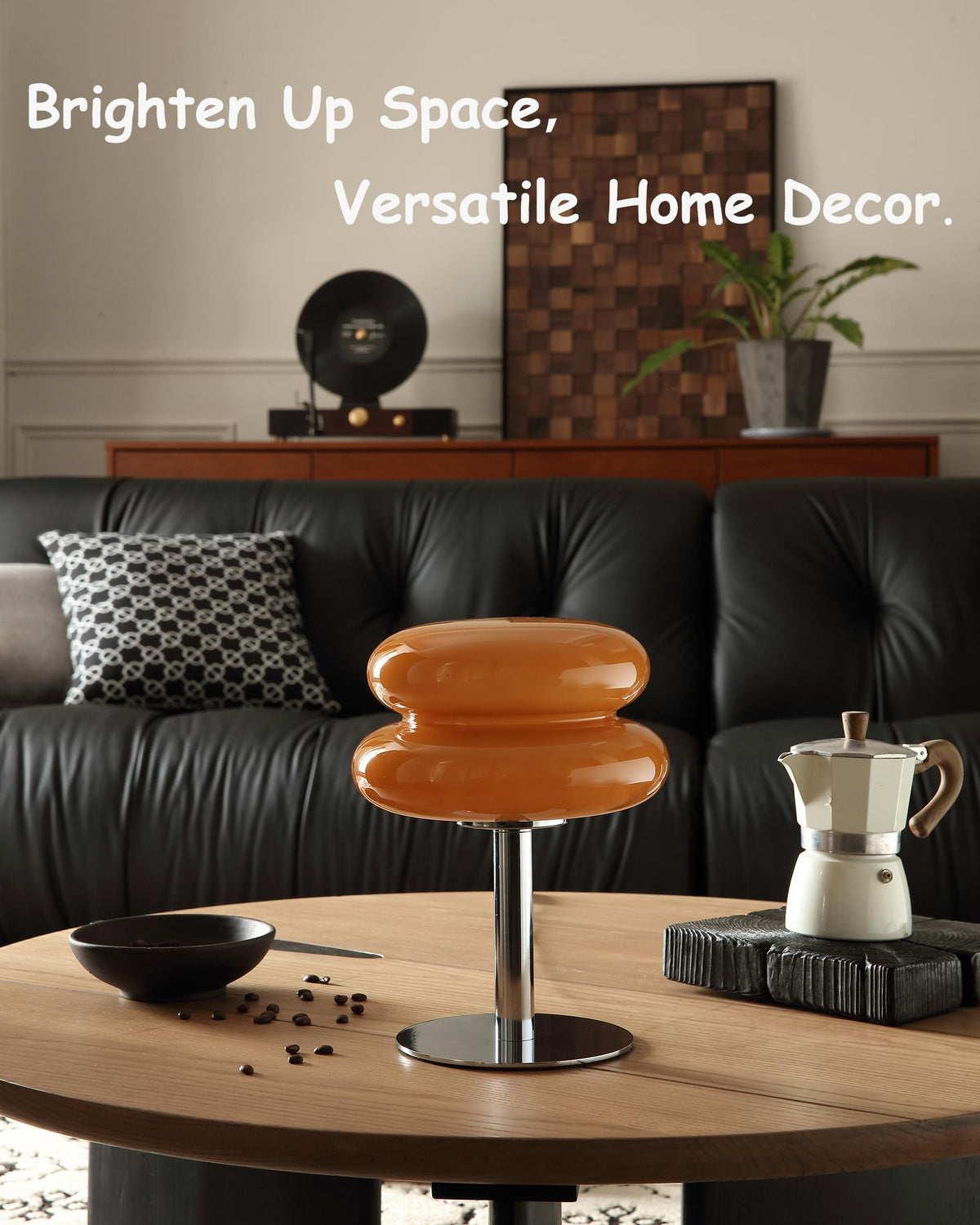 Glivpny copper finish bedside lamp enhances cozy bedroom decor.