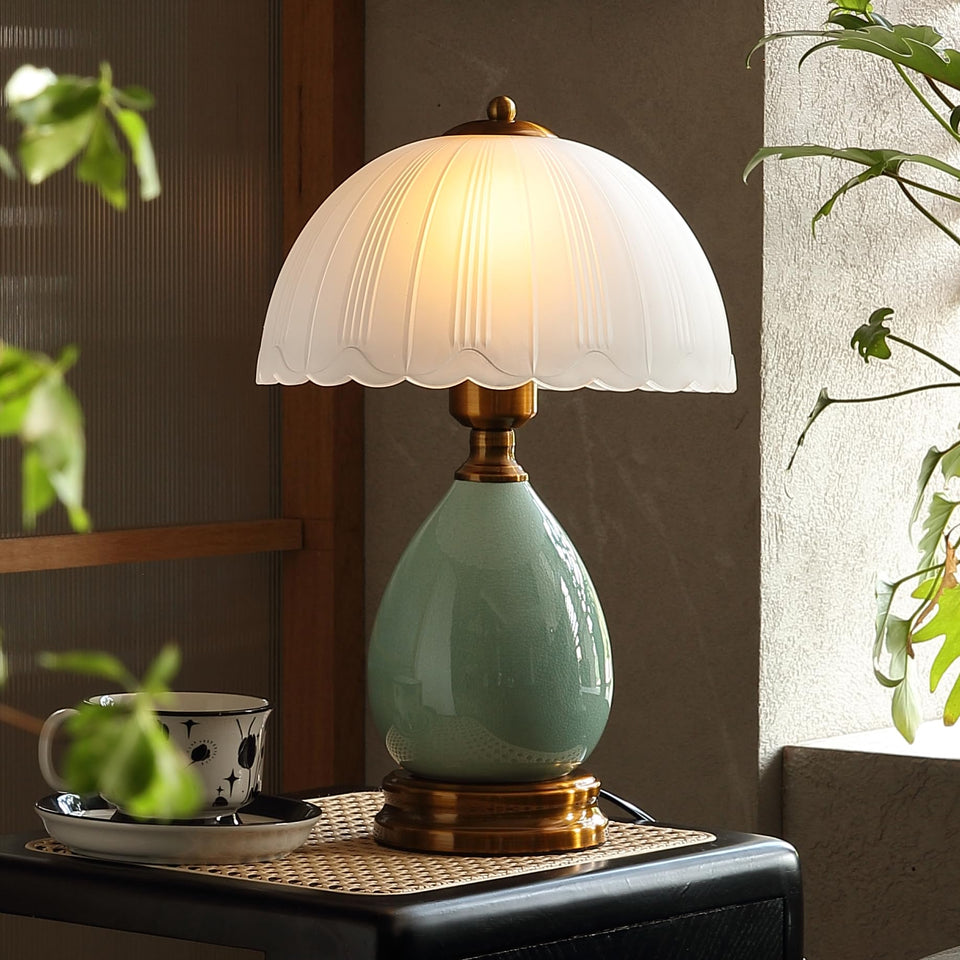Glivpny vintage lamp for living room with green ceramic base enhances timeless style and warmth.