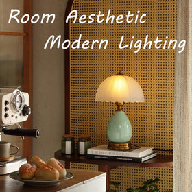 Glivpny modern ceramic lamp base pairs with desks for a clean look.