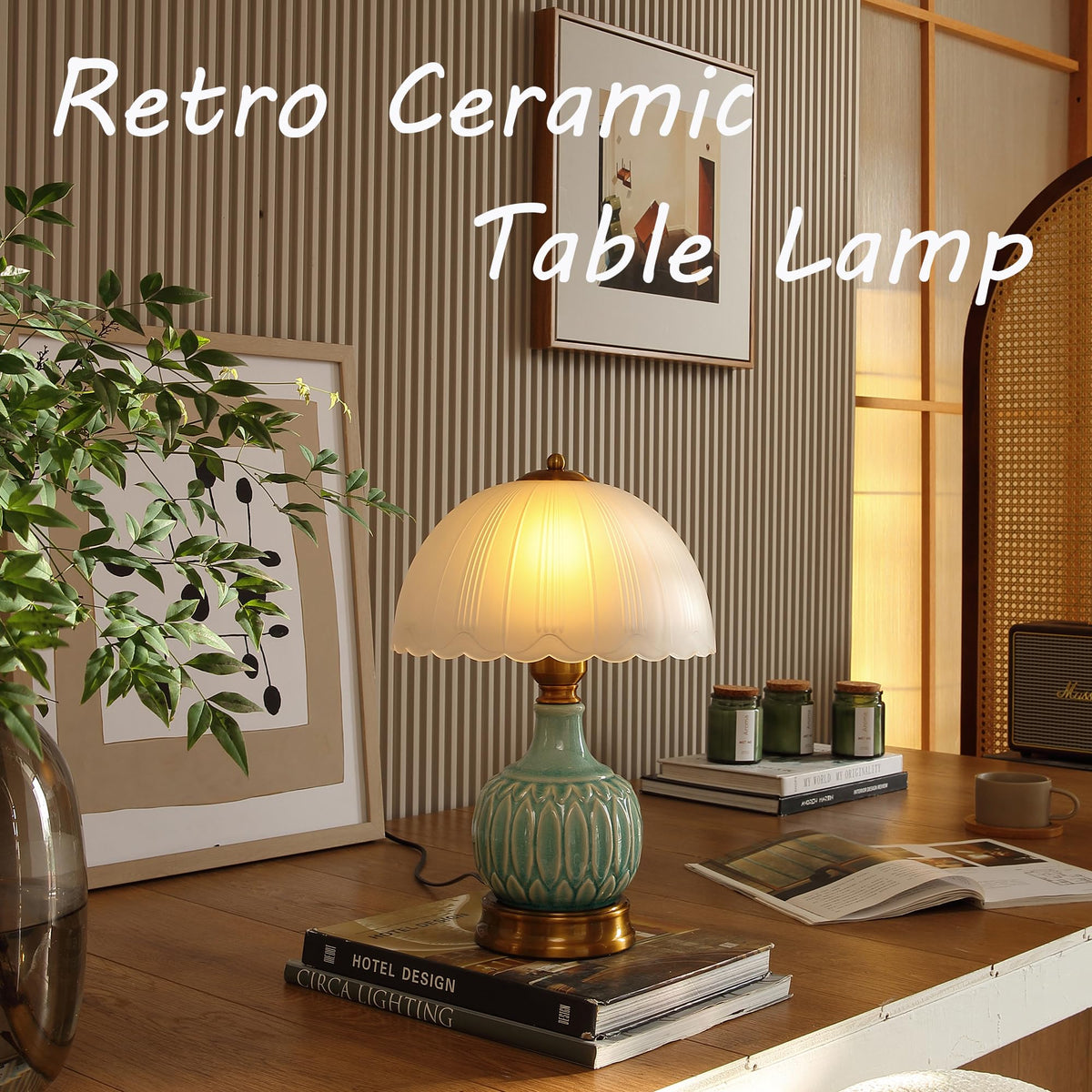 Glivpny LD002 mushroom glass lampshade adds retro charm and soft illumination.